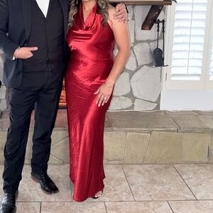 Elegant Red Satin Gown